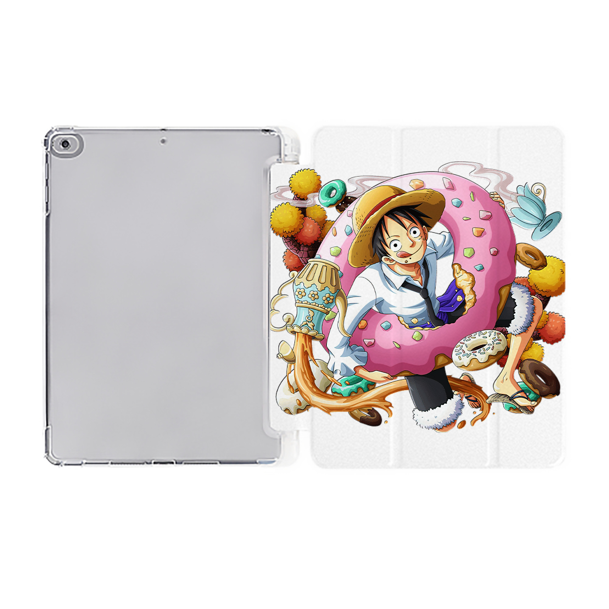 （画像用） ワンピース モンキー・D・ルフィ ONE PIECE Monkey D. Luffy IPad ケース ペン収納付き 三つ折りスタンド PUレザー×シリコン 対応機種9.5/10.5/10.9インチ